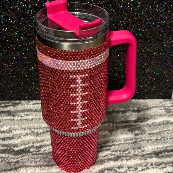 Live Love Other - Blinged out pink and silver Football Mom tumbler! So very cute!